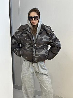 Куртка (7) 12584 капюшон хаки
