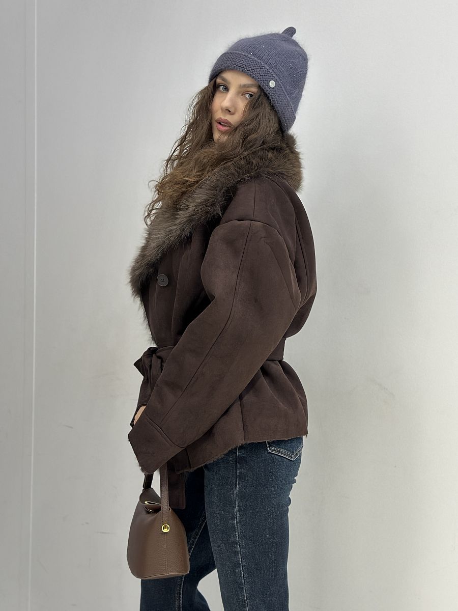 Куртка (7) 9679-2697 ворот мех с поясом