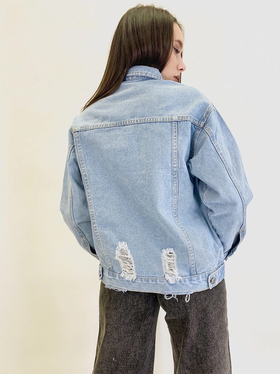 Куртка (2021) 10587 джинсовая рваная