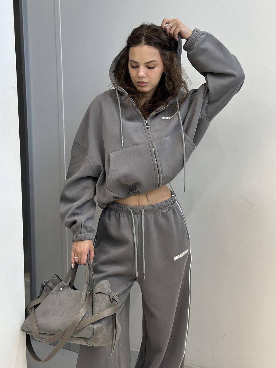 Костюм (7) 3289 худи брюки полоска флис