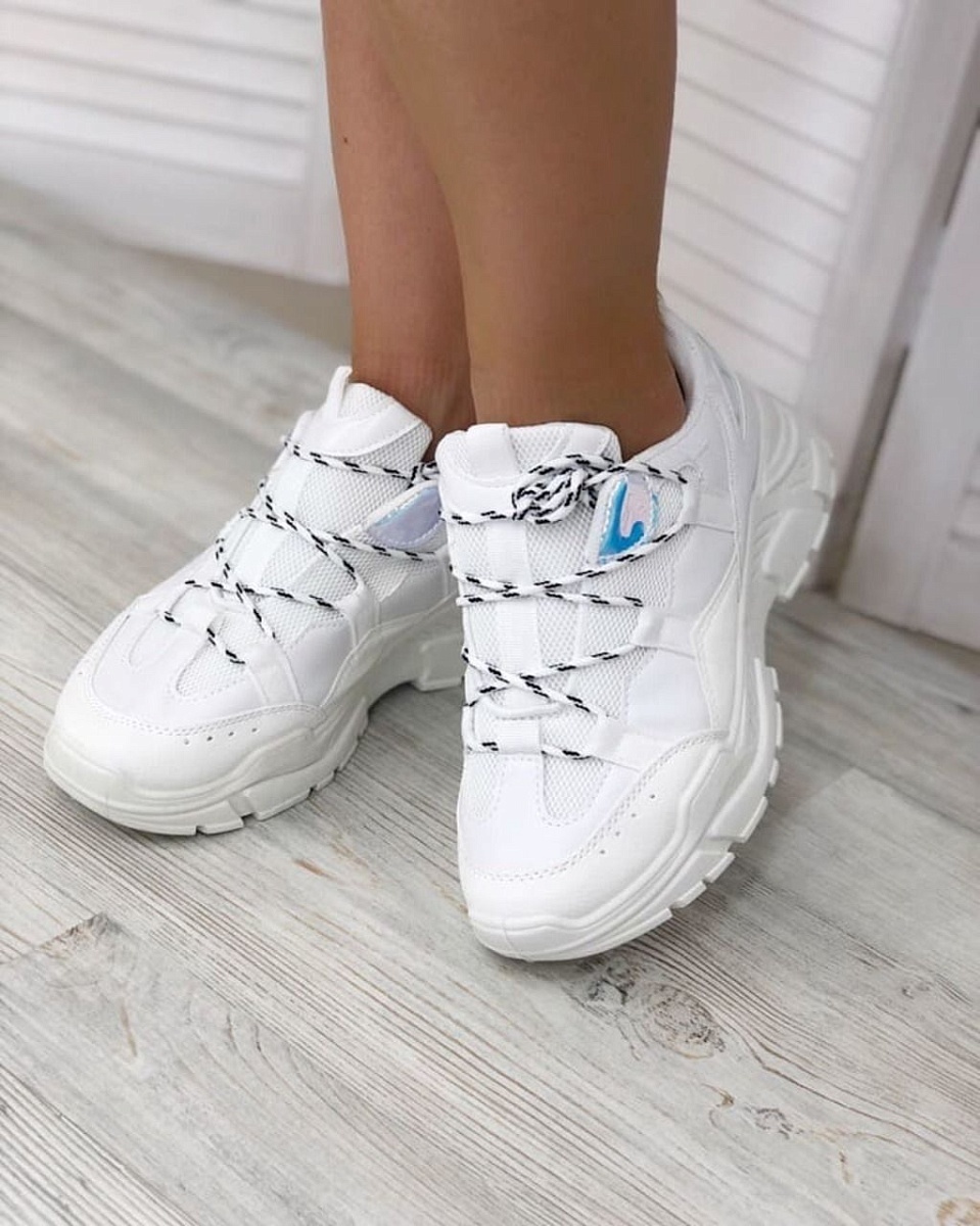 Кроссовки (2019) B35-2 белые шнурок